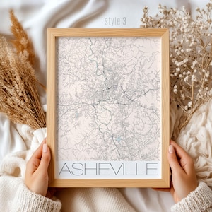 Asheville North Carolina Map Print - Detailed City Wall Art, Vintage Style, Home Decor Gift for Travelers & Locals