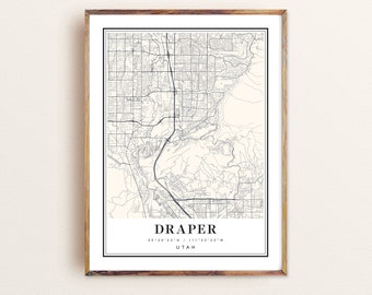 Draper Utah map, Draper UT map, Draper city map, Draper print, Draper poster, Draper art, Draper map