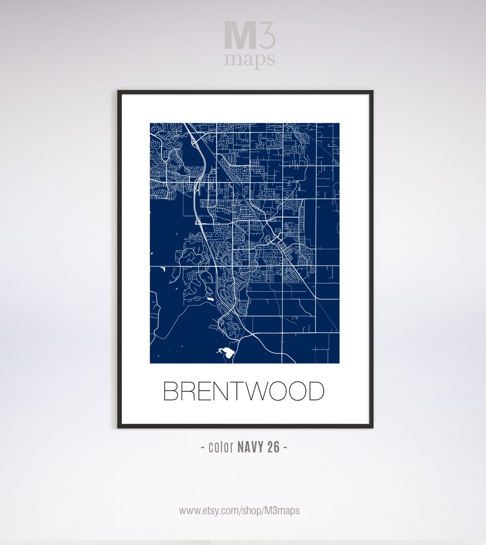 Brentwood California Brentwood CA Map Brentwood Map Etsy