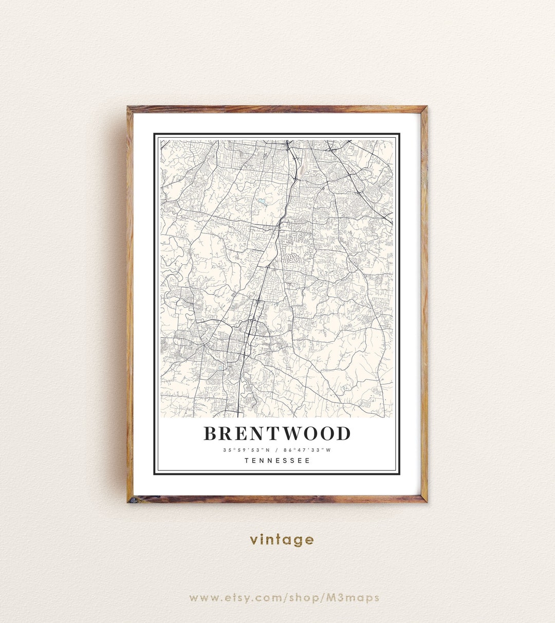 Brentwood Tennessee Map Brentwood TN Map Brentwood City Map - Etsy