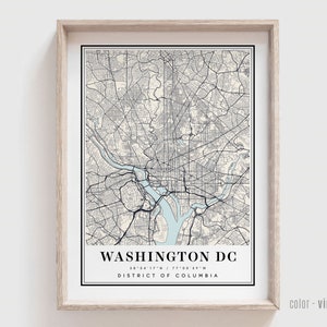 Kaart afdrukken Washington DC DC - poster Washington DC District of Columbia City - gepersonaliseerde moderne en hedendaagse kunst