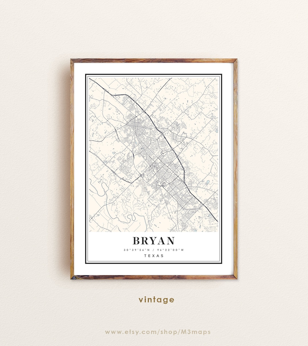 Bryan Texas Map Print