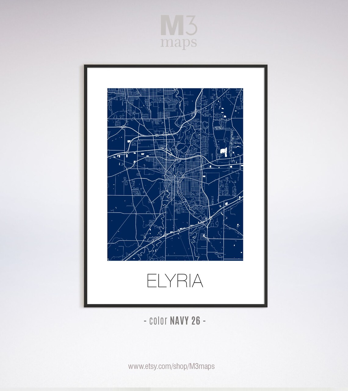 Elyria Ohio Elyria OH map Elyria map Elyria print Elyria Etsy