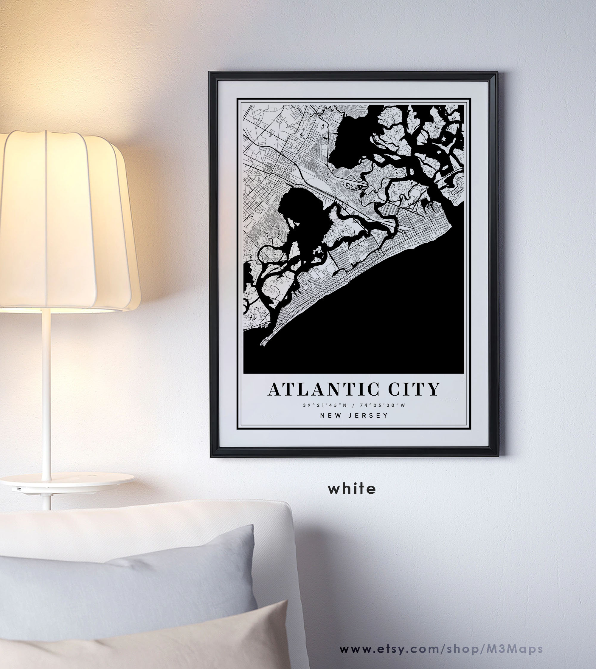 Atlantic City New Jersey Map Atlantic City NJ Map Atlantic - Etsy