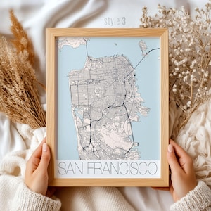 San Francisco Map Wall Art, Vintage City Street Poster, California Home Decor, Travel Gift, Modern Minimalist Printable Map, Urban  Print