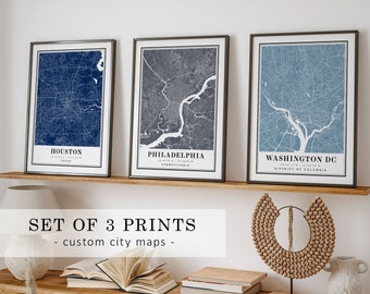 Custom City Map Prints: Set of 3, Any Location