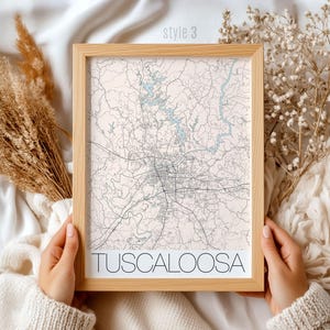 Tuscaloosa Alabama Map Gift | Unique City Print, Home Decor, College Town Art, Personalized Wall Map, Alabama Souvenir, Graduation Gift