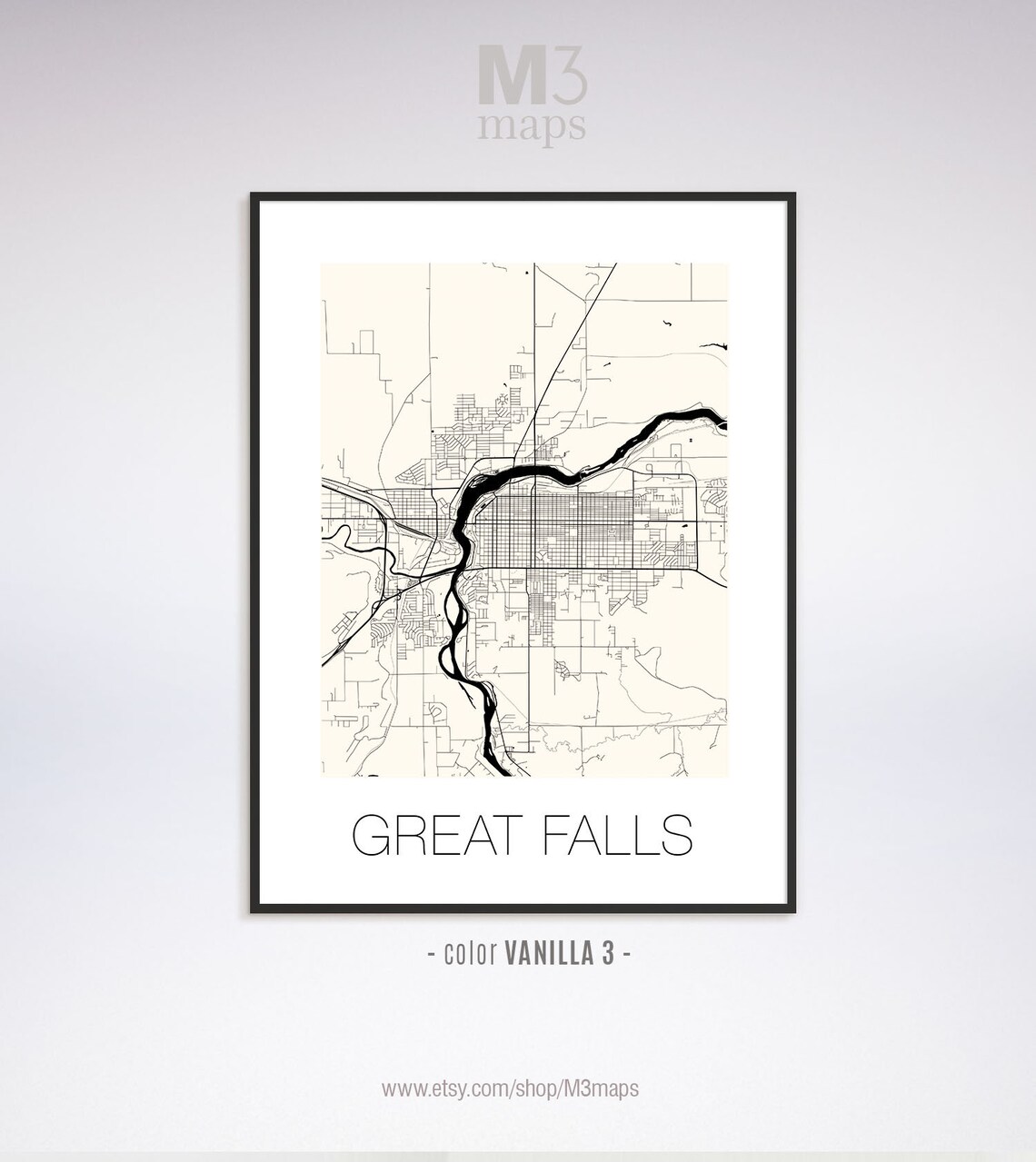Great Falls Montana Great Falls MT Map Great Falls Map | Etsy