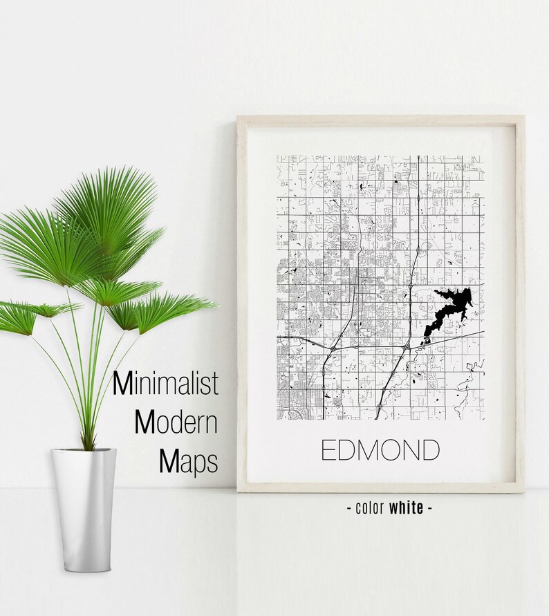 Edmond Oklahoma Edmond OK Map Edmond Map Edmond Print Etsy