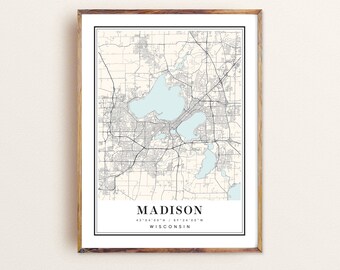 Madison Wisconsin Map Art Print: Custom Cityscape Poster