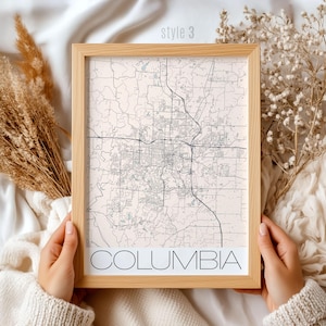 Columbia Missouri Map Art Print: Custom Cityscape Wall Decor
