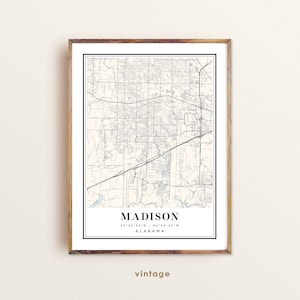 Madison Alabama Karte, Madison AL Karte, Madison Stadtplan, Madison Druck, Madison Poster, Madison Kunst, Madison Karte