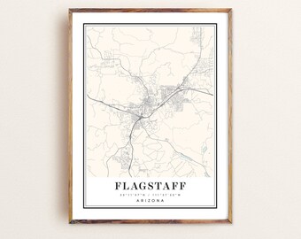 Flagstaff Arizona Map Art Print: Custom Cityscape Poster