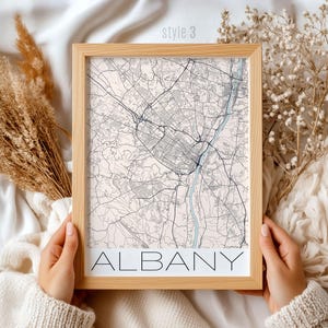 Albany New York Map Print - Vintage City Art Gift for Home Decor, Unique NY Wall Poster, Albany Souvenir, Travel Map Artwork
