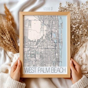 West Palm Beach Florida Map Gift | Vintage Style Wall Art, Unique City Map Decor, Coastal Home Accent, Travel Lover Present