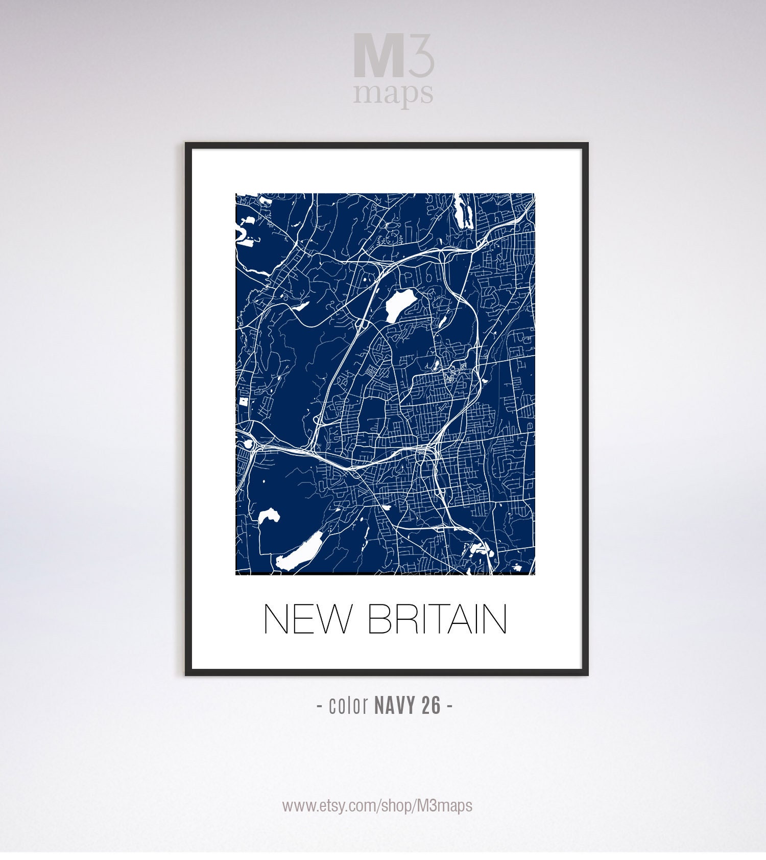 New Britain Connecticut New Britain CT Map New Britain Map Etsy