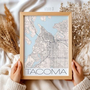 Tacoma Washington-kaartcadeau: aangepaste stadsprint, uniek interieur, lokale kunst muurkaart, perfecte housewarming of reisliefhebber cadeau