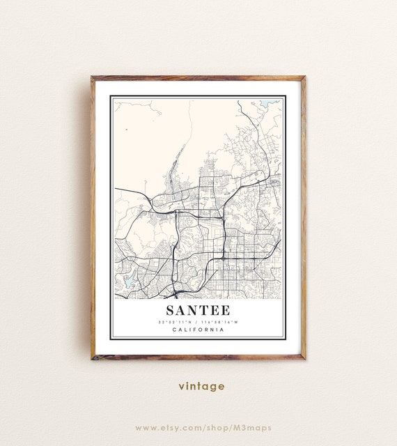 Santee California Map, Santee CA Map, Santee City Map, Santee Print, Santee  Poster, Santee Art, Santee Map -  Canada