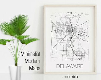 Delaware Ohio, Delaware OH map, Delaware map, Delaware print, Delaware poster, Delaware wall art, Christmas gifts ideas