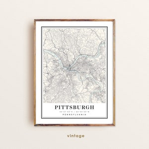 Pittsburgh Pennsylvania map, Pittsburgh PA map, Pittsburgh city map, Pittsburgh print, Pittsburgh poster, Pittsburgh art, Pittsburgh map
