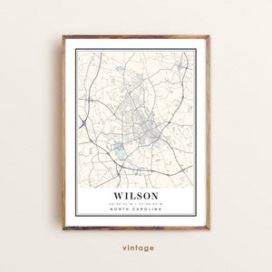 Wilson North Carolina Map Art Print: Cityscape Poster