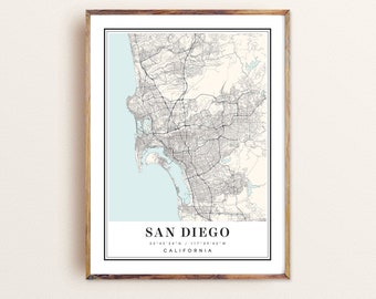 San Diego California map, San Diego CA map, San Diego city map, San Diego print, San Diego poster, San Diego art, San Diego map, Custom map