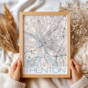 Trenton New Jersey Map Print: Vintage City Wall Art, Trenton NJ Decor, Gift for History Lovers, Detailed Urban Map Poster