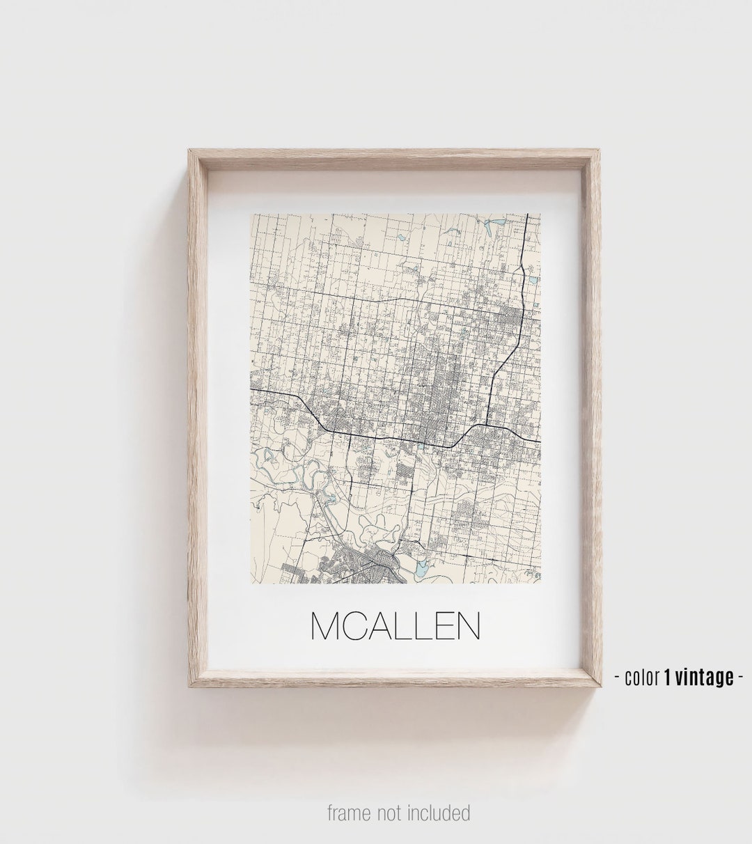 MCALLEN TX City Map Poster, Mcallen Texas Street Map Print Personalized ...