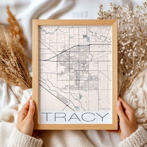 Vintage Tracy California Map Print: Detailed City Wall Art