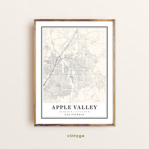 Kaart Apple Valley Californië, kaart Apple Valley CA, stadskaart Apple Valley, Apple Valley-afdruk, Apple Valley-poster, kunstkaart Apple Valley