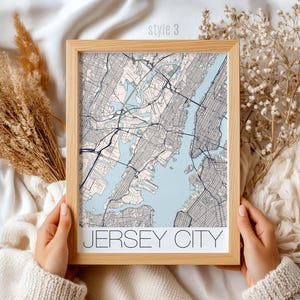 Jersey City New Jersey Map Gift | Unique Wall Art Decor for Home & Office, NJ Cityscape Print, Perfect Urban Travel Souvenir