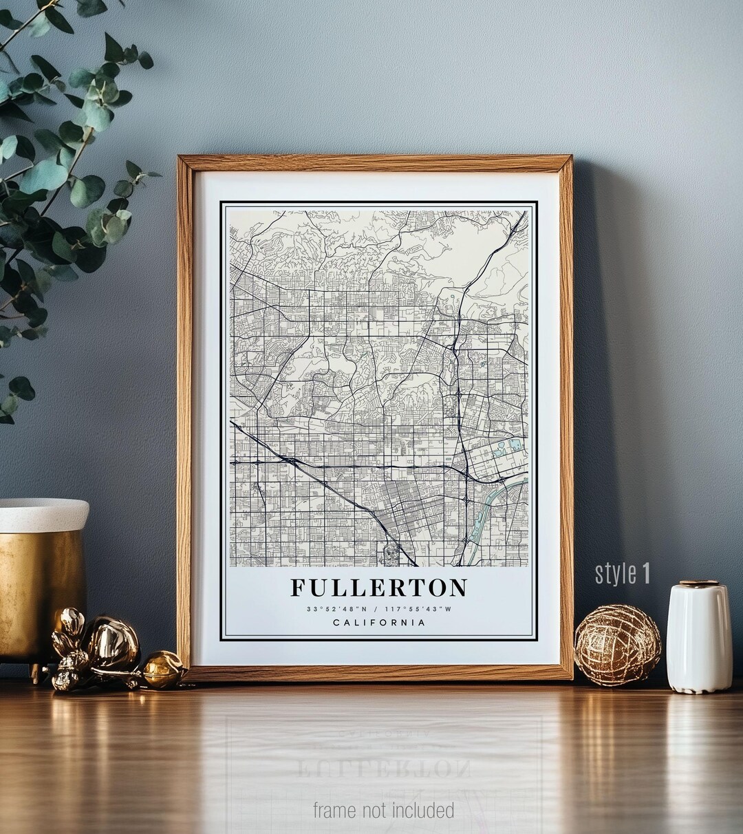 Fullerton CA California Map Wall Art City Poster Print Decor - Etsy