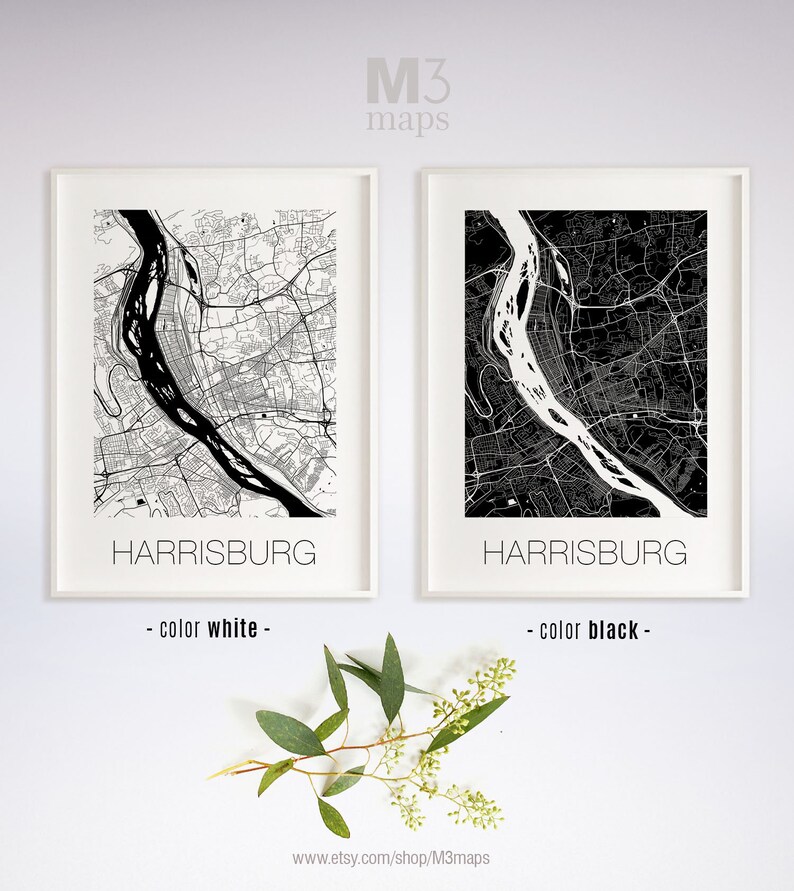 Harrisburg Pennsylvania Harrisburg map Harrisburg print Harrisburg poster Harrisburg wall art Black and White Map Harrisburg PA map