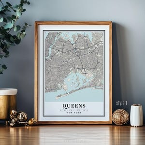 Queens NY Map Art Print: Vintage Style City Decor