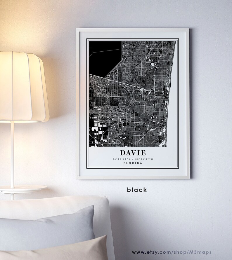Davie Florida Map Davie FL Map Davie City Map Davie Print - Etsy