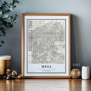 Art personnalisé de carte de Mesa Arizona - impression de carte minimaliste personnalisée de Mesa Arizona et affiche de décoration murale