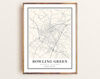 Bowling Green Kentucky Map Art Print