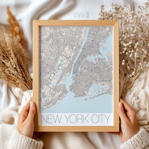 Impressão artística do mapa da cidade de Nova York | Decoração de parede vintage, presente de viagem e decoração para casa, arte da paisagem urbana de Nova York, decoração urbana, ideia de presente única