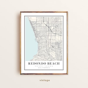 レドンドビーチ カリフォルニア地図、レドンドビーチ CA 地図、レドンドビーチ市街地図、レドンドビーチ プリント、レドンドビーチ ポスター、レドンドビーチ アートマップ
