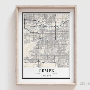 Tempe AZ Map Print - Tempe Arizona City Poster - Personalisierte moderne und zeitgenössische Kunst