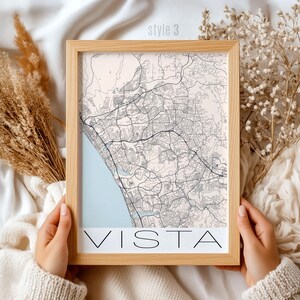 Vista California Map Gift: Vintage Style Wall Art, Unique Home Decor, Travel Souvenir, Beach Town Print, Coastal California Poster