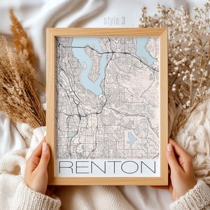 Renton Washington Map Gift | Custom City Art Print | Unique Home Décor & Personalized Wall Map for Renton Lovers
