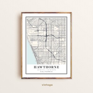 Mapa Hawthorne w Kalifornii, mapa Hawthorne w Kalifornii, mapa miasta Hawthorne, wydruk Hawthorne, plakat Hawthorne, sztuka Hawthorne, mapa Hawthorne, mapa niestandardowa