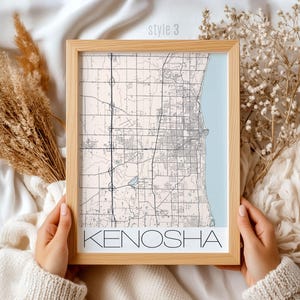 Kenosha Wisconsin Map Gift, City Street Art Print, Unique Home Decor, Personalized Local Wall Art, Travel Souvenir, Cottage & Office Poster