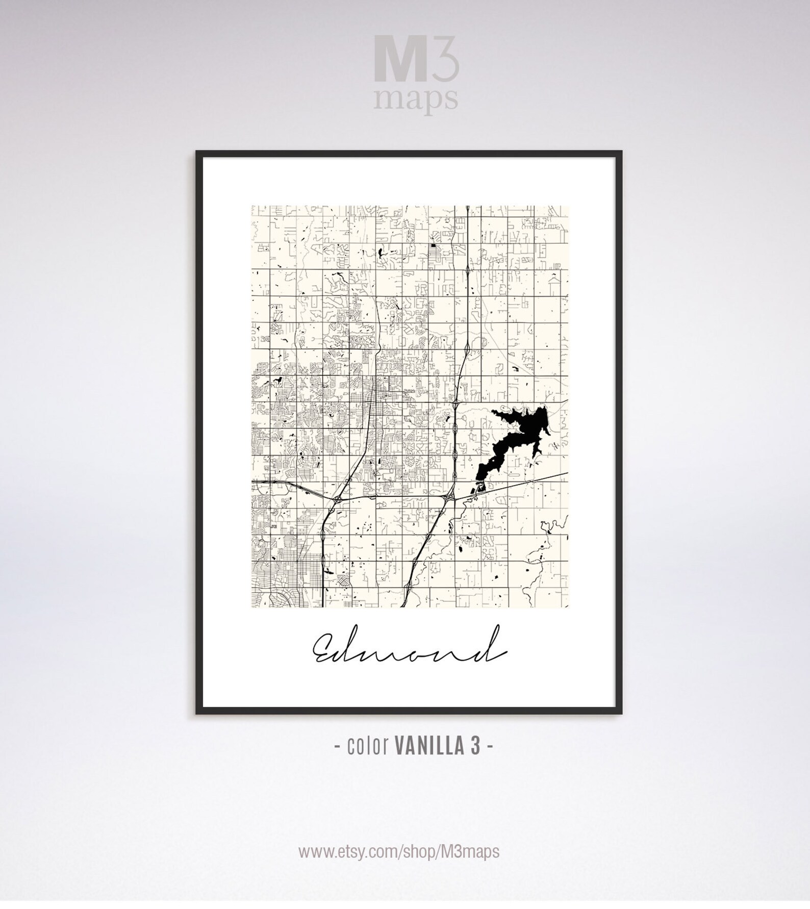 Edmond Minimalist Edmond Map Edmond Map Print Edmond City Etsy