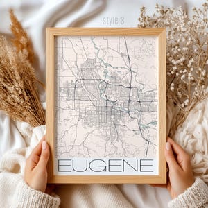 Eugene Oregon Map Gift: Unique City Map Wall Art, Custom Travel Poster, Oregon Souvenir for Home & Office Decor