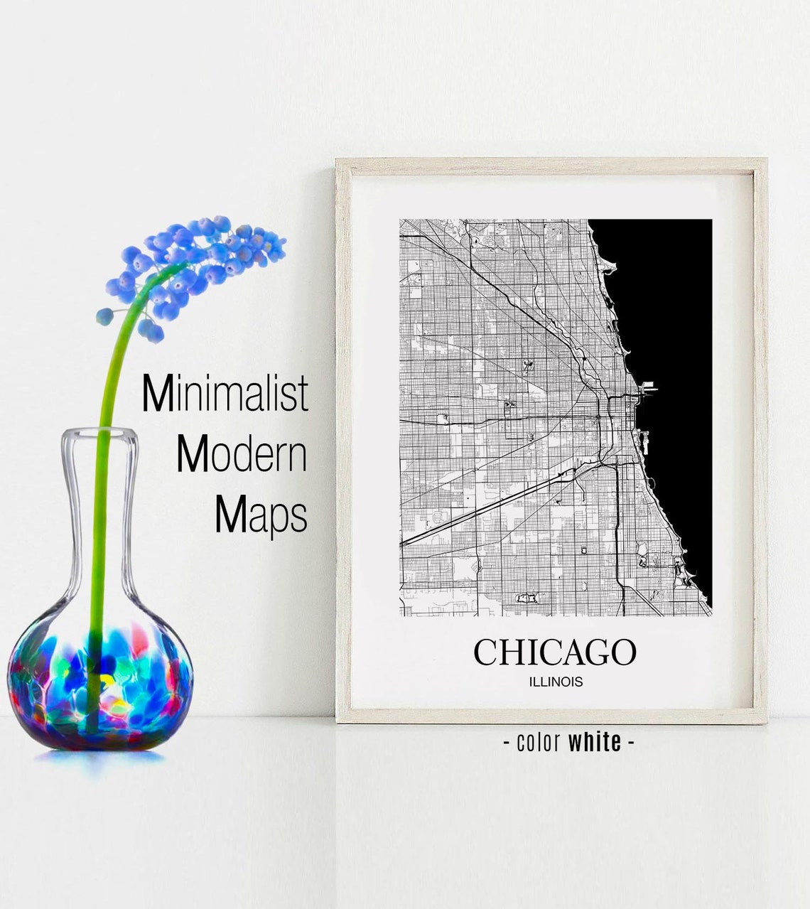 Chicago Chicago IL map Chicago modern art print Chicago Etsy