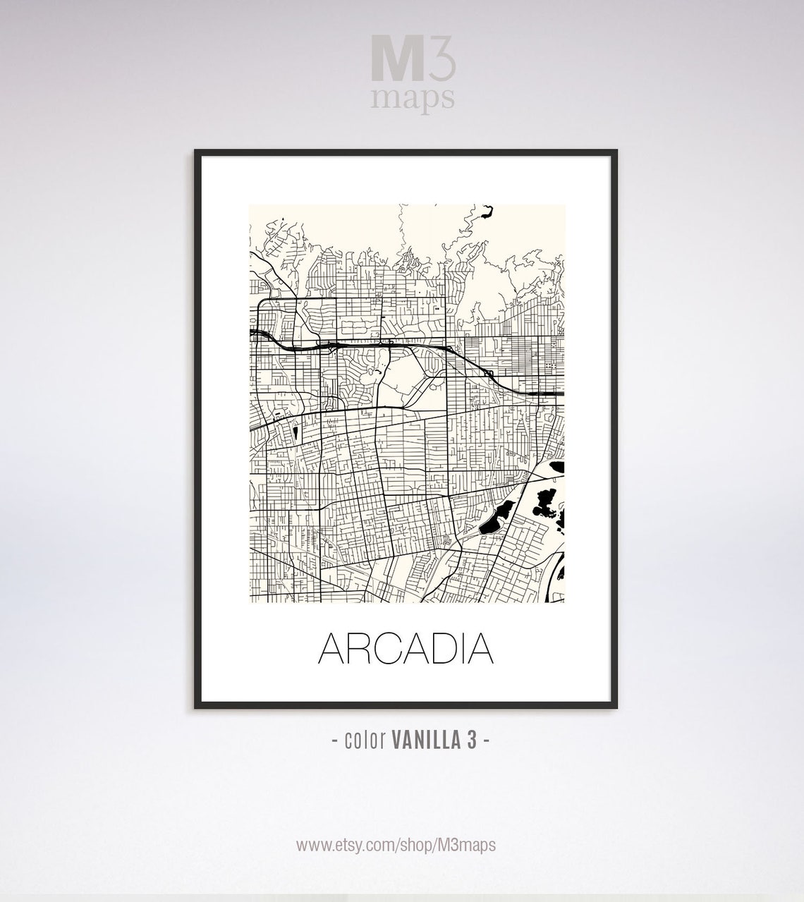 Arcadia California Arcadia CA Map Arcadia Map Arcadia Etsy