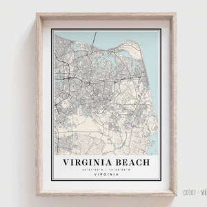 Virginia Beach VA Map Print - Virginia Beach Virginia City Poster - Personalisierte moderne und zeitgenössische Kunst