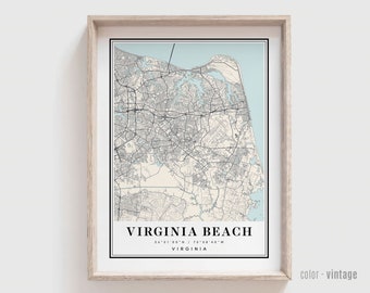 Virginia Beach Map Print: Personalized City Art Poster
